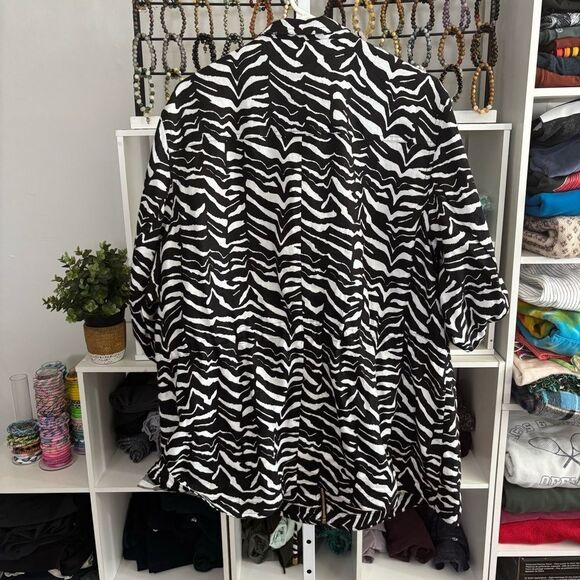 CALVIN KLEIN 100% LINEN SIZE 1X Zebra Print Women's Jacket - Picture 6 of 6